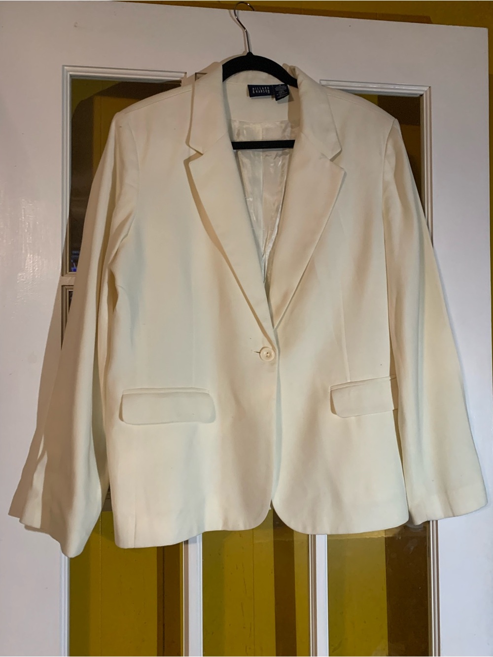 Hillard & Hanson Cream Single-Button Notch Lapel Blazer